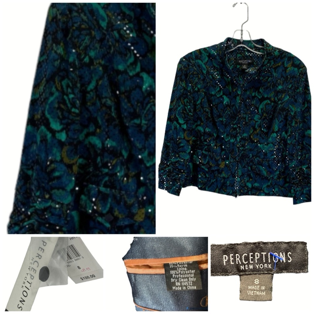 Perceptions New York Blue and Green Dress Blazer NWT